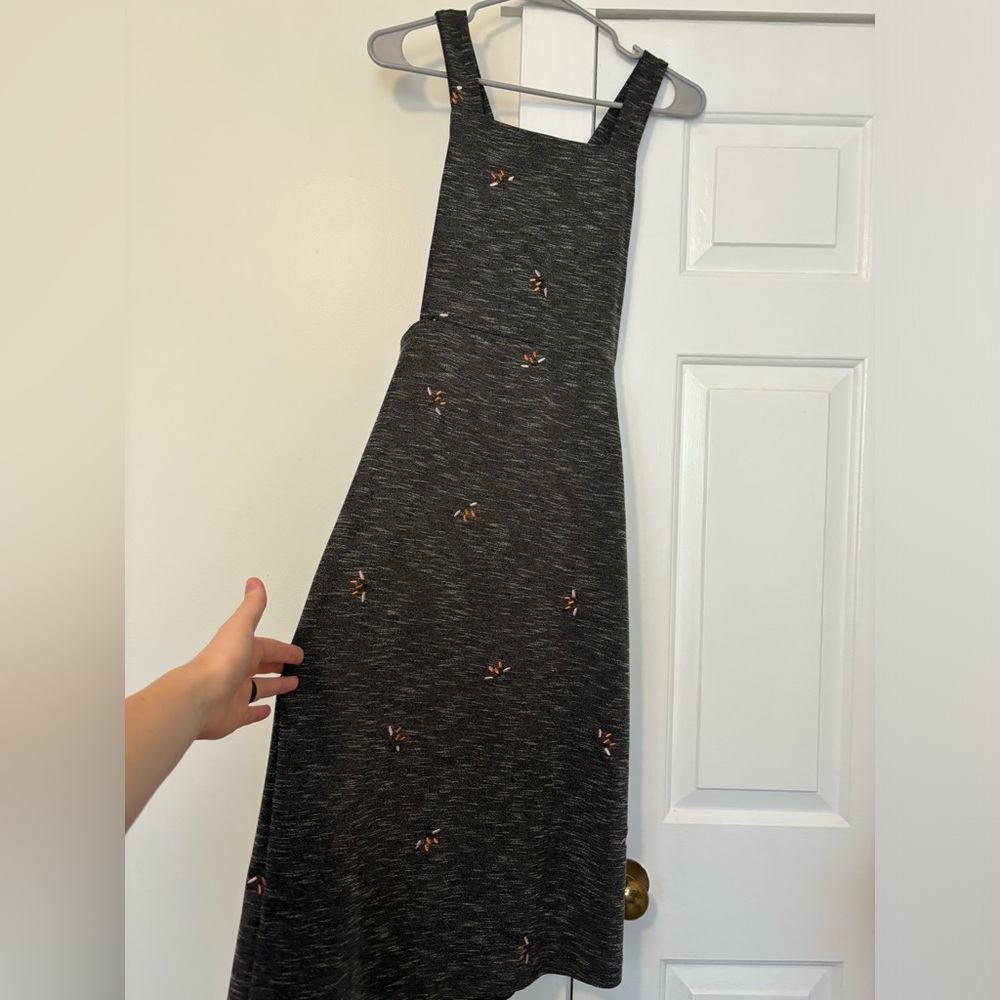 Orange creek mid calf overall pinafore dress